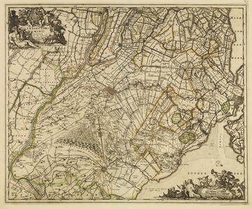 216003 Kaart van de provincie Utrecht met aangrenzende delen van Noord- en Zuid-Holland, Gelderland en de Zuiderzee; ...